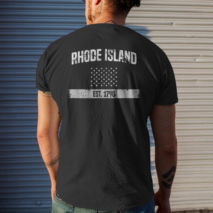 Rhode Island Pride Distressed Usa Flag Mens Back Print T-shirt Gifts for Him