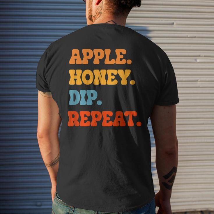 Rosh Hashanah Apple Honey Dip Repeat Jewish New Year Shofar Men's T-shirt Back Print Gifts for Him