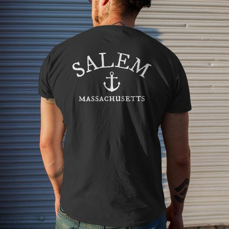 Salem Ma Massachusetts Nautical Theme Men's T-shirt Back Print Gifts for Him