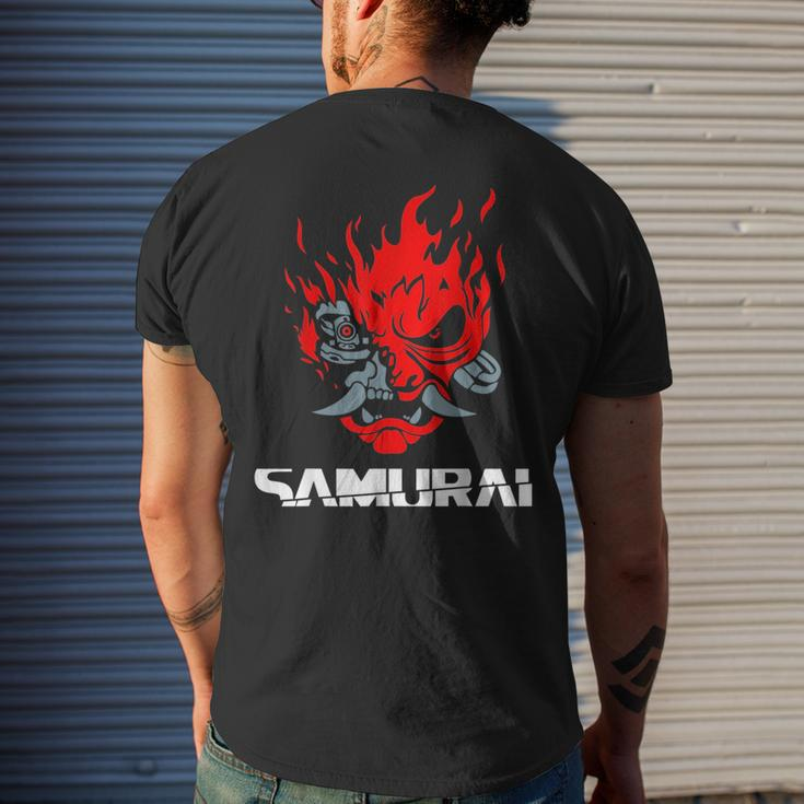 Samurai Japanese Demon Mask Edge Cyber Runners Punk Mens Back Print T-shirt Gifts for Him