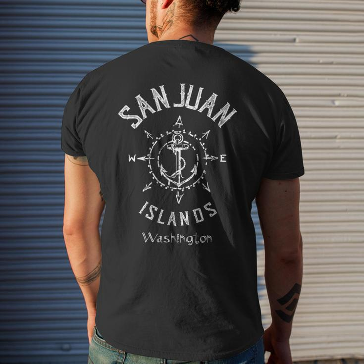 San Juan Islands Washington Wa Compass Wind Rose Boating Men's T-shirt Back Print Gifts for Him