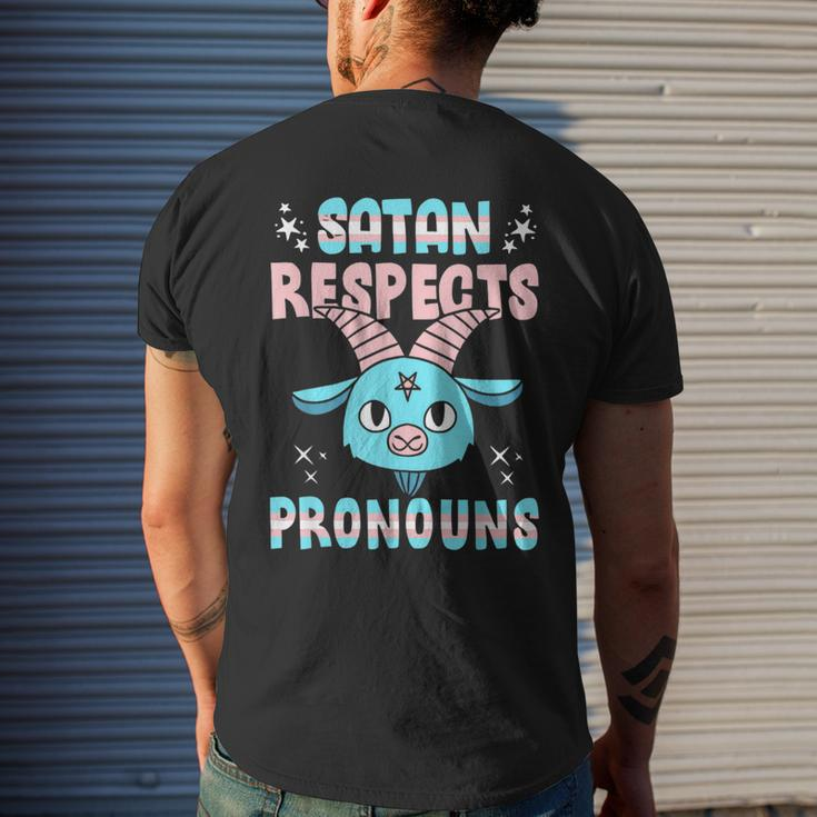 Satan Respects Pronouns Transgender Lgbtq Pride Trans Mens Back Print T-shirt Gifts for Him