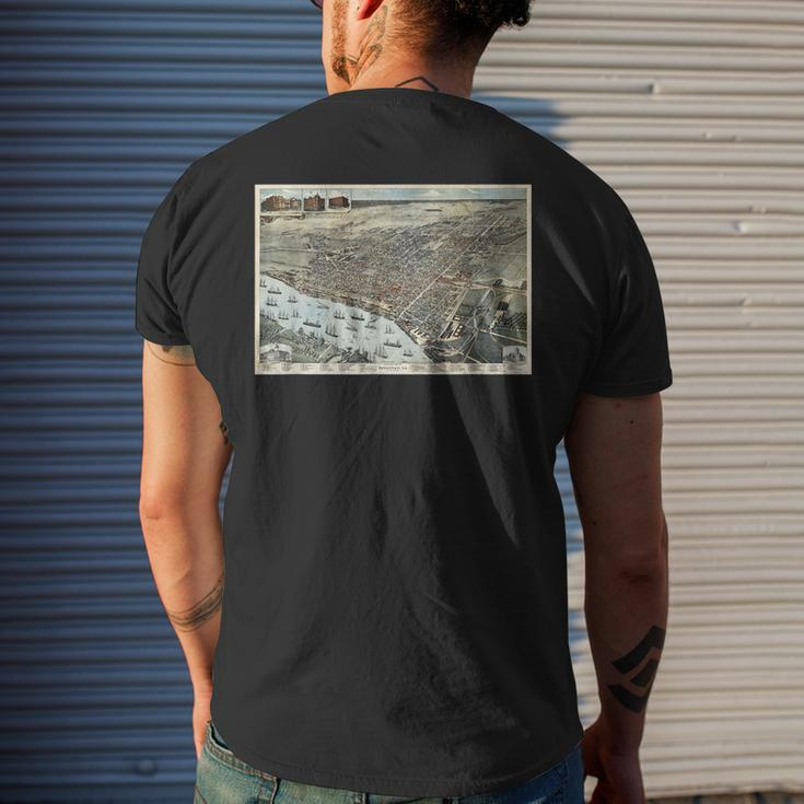 Savannah Ga Historic Map Men's T-shirt Back Print Gifts for Him