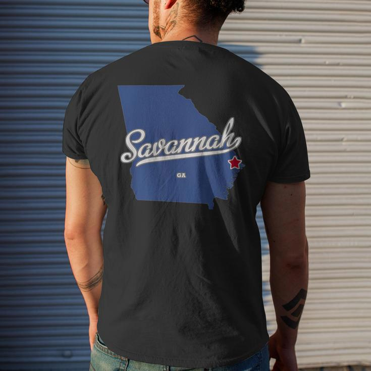 Savannah Georgia Ga Map Men's T-shirt Back Print Gifts for Him
