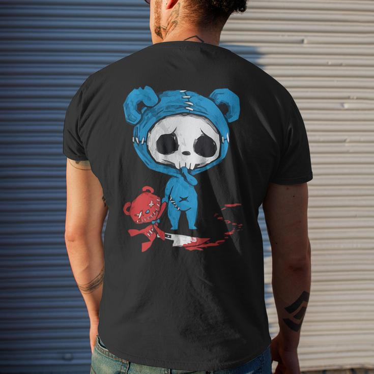 Scary Skeleton With Bloody Voodoo Doll Bear Fairy Grunge Alt Men's T-shirt Back Print Gifts for Him