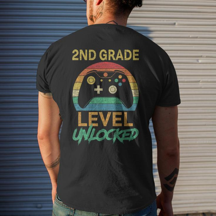 Second Grade Level Unlocked Gamer 1St Day Of School Boy Kids Mens Back Print T-shirt Gifts for Him
