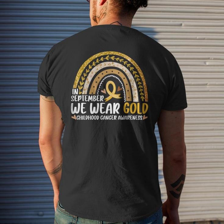 In September We Wear Gold Childhood Cancer Awareness Family Men's T-shirt Back Print Gifts for Him
