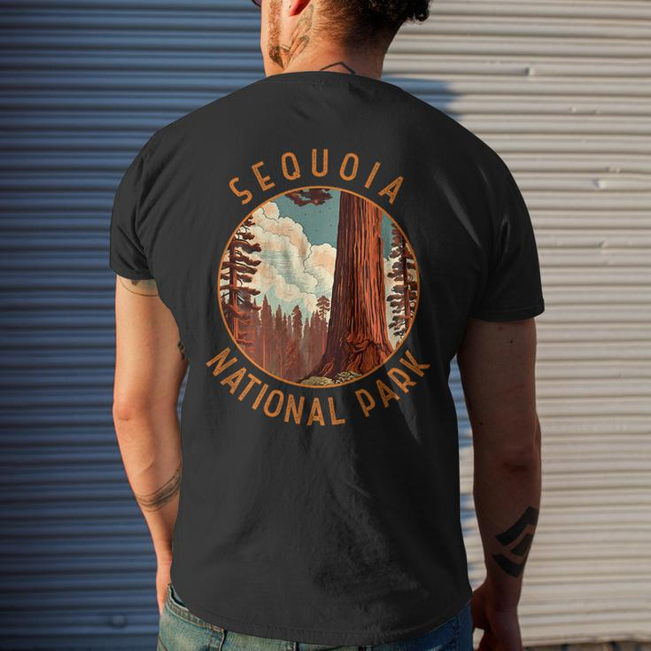 Sequoia National Park Illustration Distressed Circle Men's T-shirt Back Print Gifts for Him