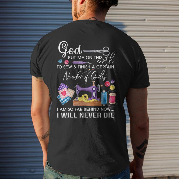 Sewing Funny Quilting Quotes Sewing Lover Mens Back Print T-shirt Gifts for Him