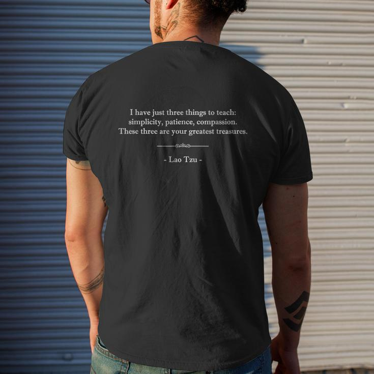 Simplicity Patience Compassion Lao Tzu Quote Men's T-shirt Back Print Gifts for Him