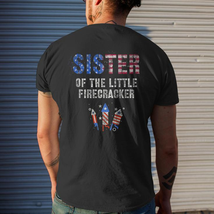 Sister Of Little Firecracker Birthday Squad 4Th July Kids Mens Back Print T-shirt Gifts for Him