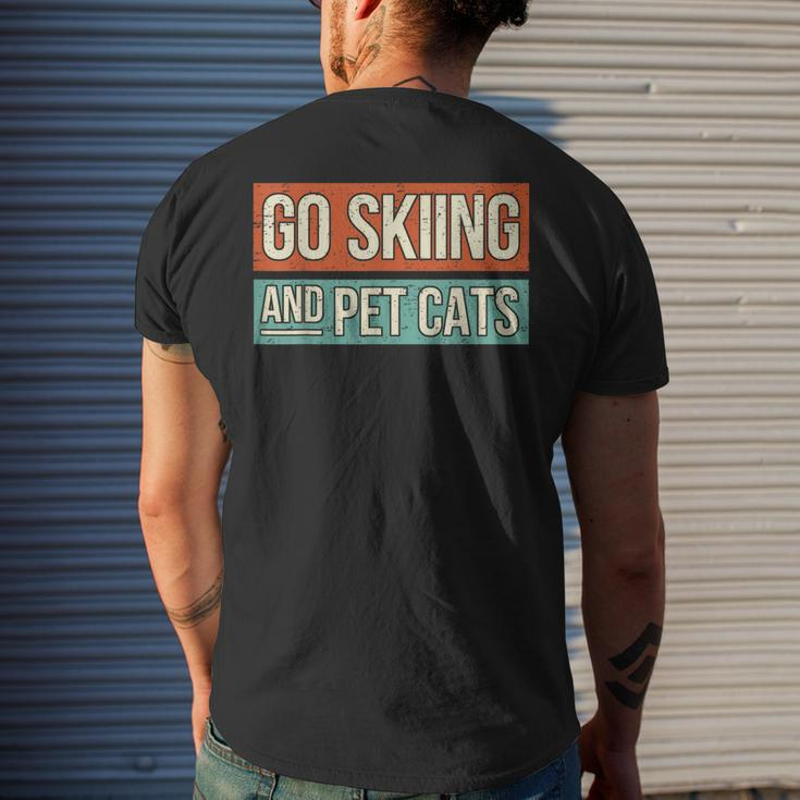 Ski Go Skiing And Pet Cats Skier Men's T-shirt Back Print Gifts for Him