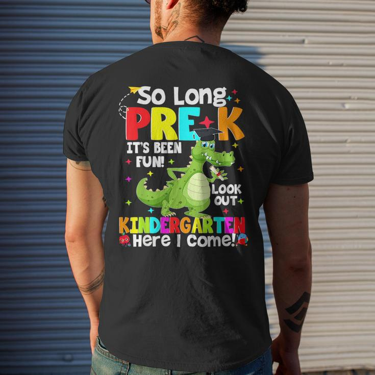 So Long Prek Kindergarten Here I Come Dinosaur Graduation Mens Back Print T-shirt Gifts for Him