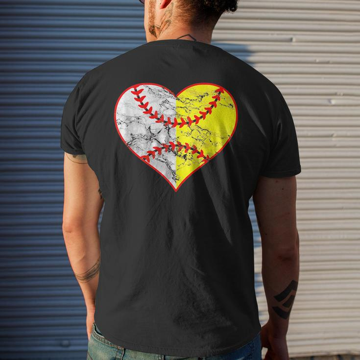 Softball Baseball Heart Mom Dad Women Mothers Day 2023 Gifts For Mom Funny Gifts Mens Back Print T-shirt Gifts for Him