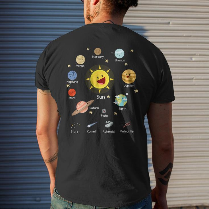 Solar System With Sun Planets Comets And Earth Men's T-shirt Back Print Gifts for Him