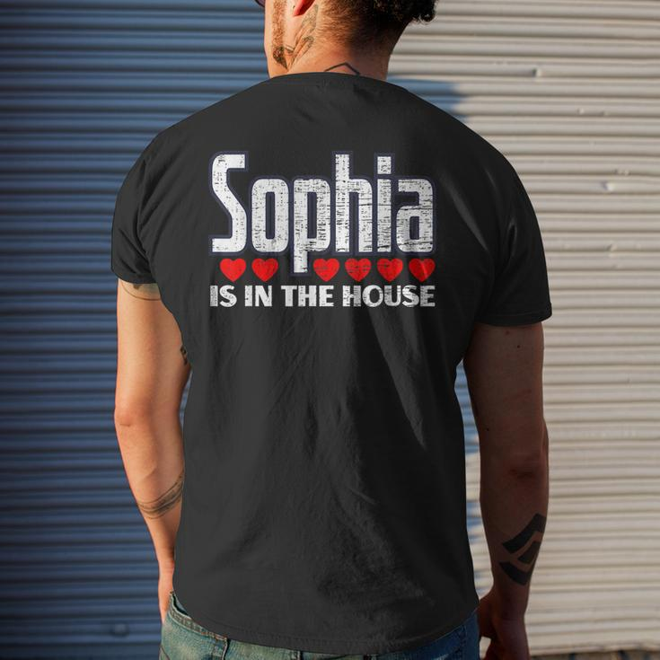 Sophia Is In The House Retro Hearts First Name Love Sophia Men's Back Print T-shirt Gifts for Him