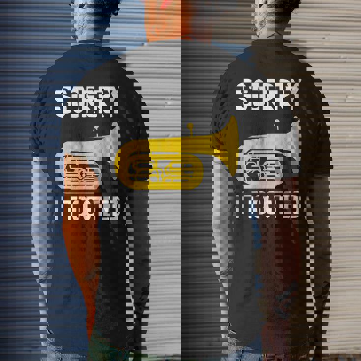 Sorry I Tooted Marching Band Baritone Men's Tshirt Back Print Mazezy