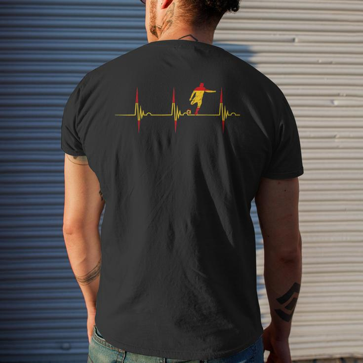 Spain Soccer Player Heartbeat Ekg Pulse Espana Spanish Pride Mens Back Print T-shirt Gifts for Him