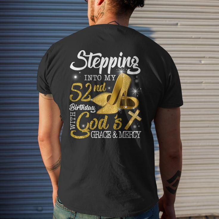 Stepping Into My 52Nd Birthday With Gods Grace And Mercy Men's Back Print T-shirt Gifts for Him