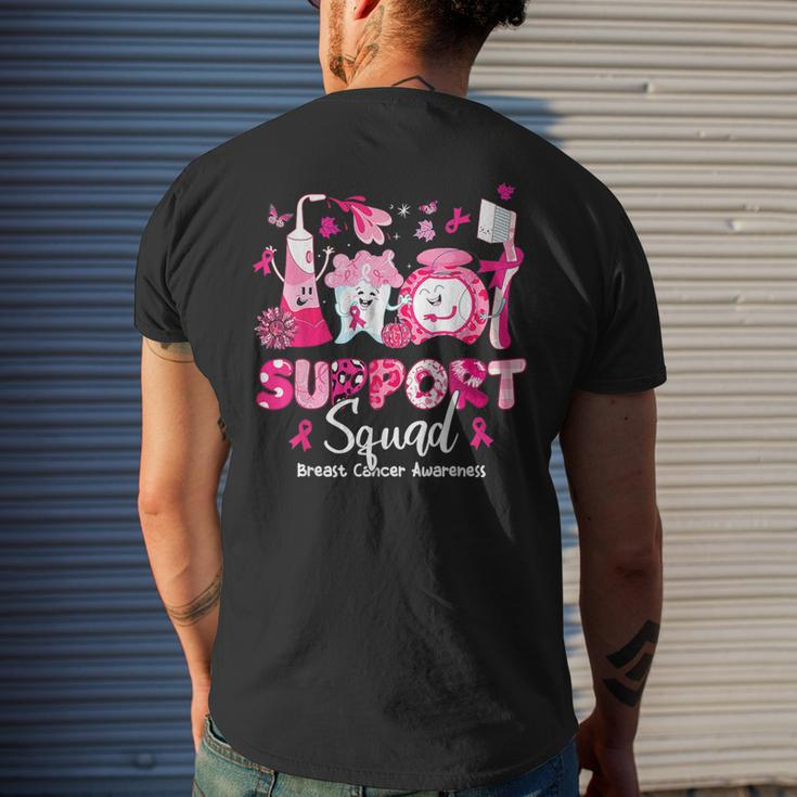 Support Squad Tooth Dental Breast Cancer Awareness Dentist Men's T-shirt Back Print Gifts for Him