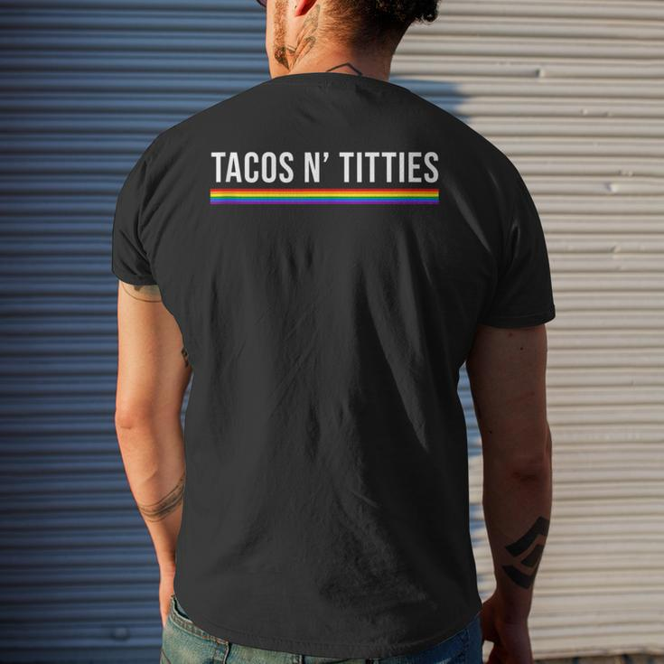 Tacos And Titties Lgbt Lesbian Pride Couple Matching Funny Mens Back Print T-shirt Gifts for Him