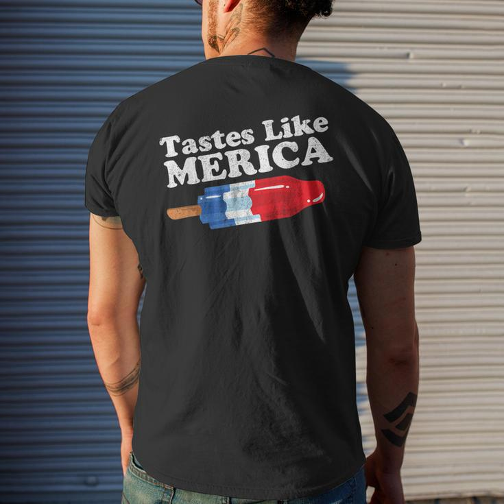 Tastes Like Merica Funny Popsicle 4Th Of July Retro 80S Gift Mens Back Print T-shirt Gifts for Him