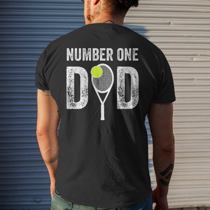 Tennis Dad Number One Daddy With Tennis Sayings Men's Back Print T-shirt Gifts for Him
