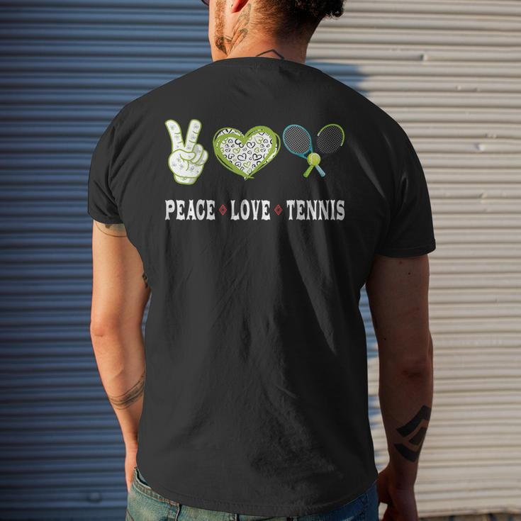 Tennis Lovers Player Fans Peace Love Tennis Tennis Funny Gifts Mens Back Print T-shirt Gifts for Him