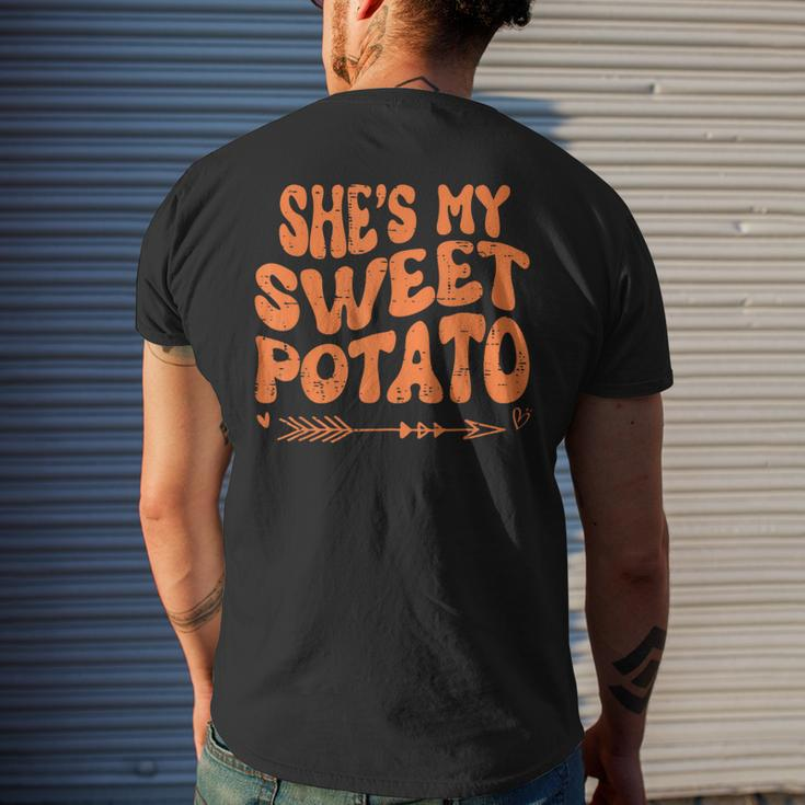 Thanksgiving Couples She's My Sweet Potato I Yam Set Men's T-shirt Back Print Gifts for Him