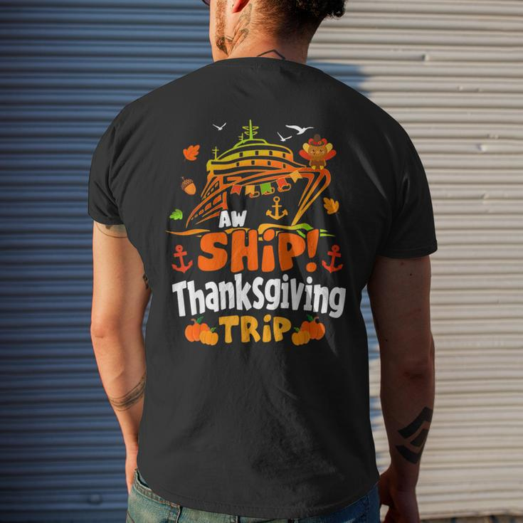 Thanksgiving Cruise Ship Aw Ship It's A Thankful Trip Turkey Men's T-shirt Back Print Gifts for Him