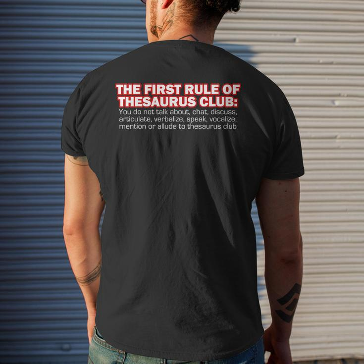 The First Rule Of Thesaurus Club Funny Meme Meme Funny Gifts Mens Back Print T-shirt Gifts for Him
