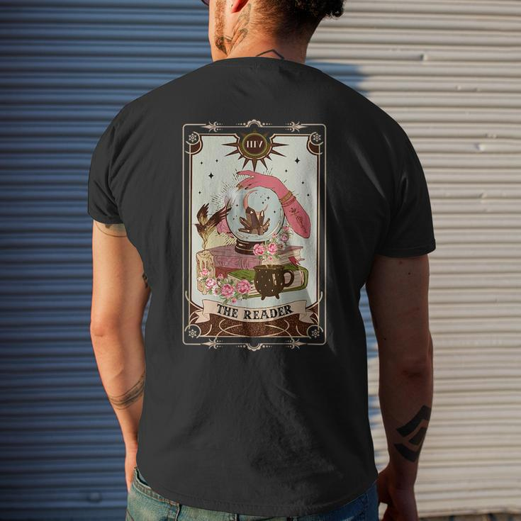 The Reader Tarot Card Witch Vibes Reading Bookworm Bookish Mens Back Print T-shirt Gifts for Him