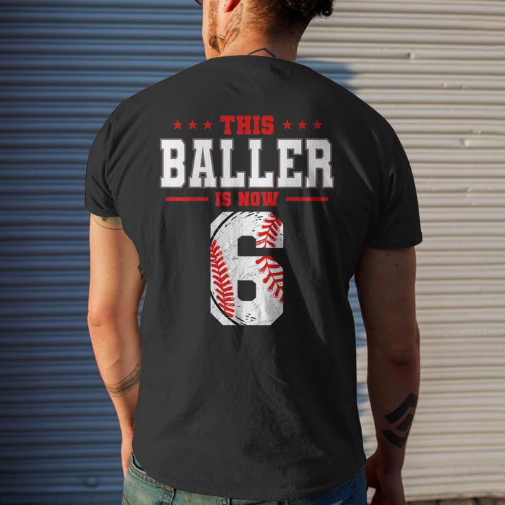This Baller Is Now 6 Birthday Baseball Theme Bday Party Mens Back Print T-shirt Gifts for Him