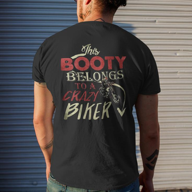 This Booty Belongs To A Crazy Biker Funny Biker Mens Back Print T-shirt Gifts for Him