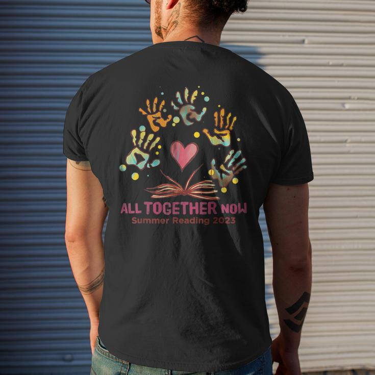 All Together Now Summer Reading 2023 Handprints And Hearts Men's Back Print T-shirt Gifts for Him
