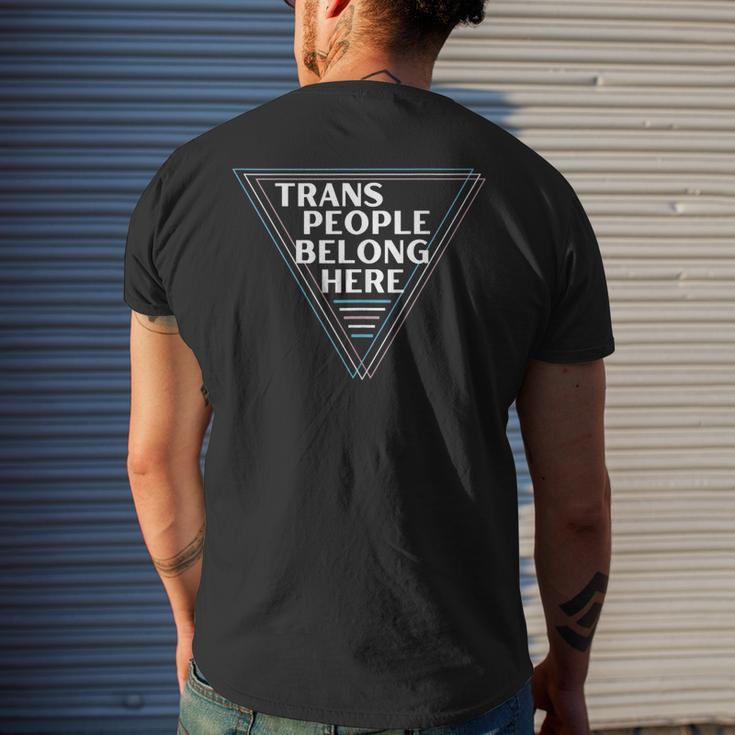Trans People Belong Here Funny Gay Lgbt Pride Month Mens Back Print T-shirt Gifts for Him