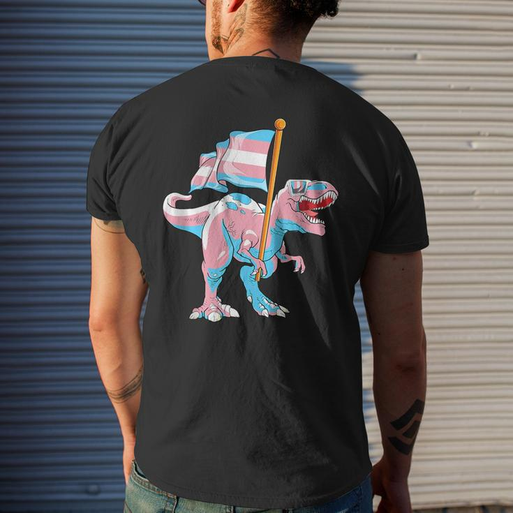 Transgender Dinosaur T-Rex Trans Lgbt Pride Flag Pronouns Mens Back Print T-shirt Gifts for Him
