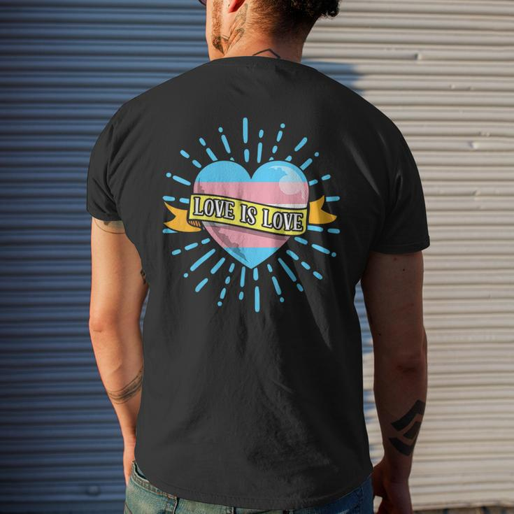 Transgender Flag Day Mtf Ftm Pride 2023 Love Is Love Mens Back Print T-shirt Gifts for Him