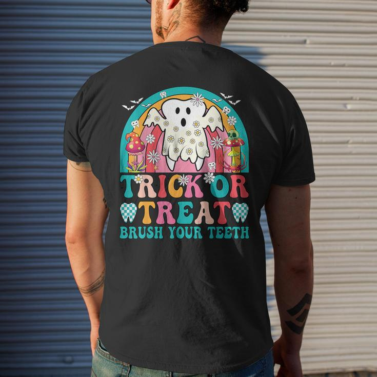 Trick Or Treat Brush Your Th Boo Ghost Halloween Dentist Men's T-shirt Back Print Gifts for Him