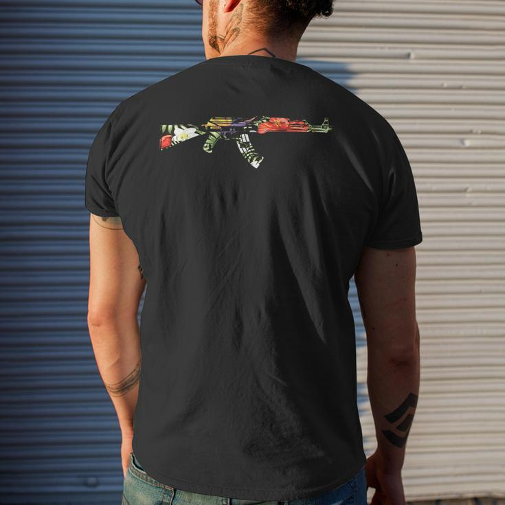 Tropical Gun Lover Firearm Beach Cute Hawaiian Aloha Ak-47 Men's T-shirt Back Print Gifts for Him