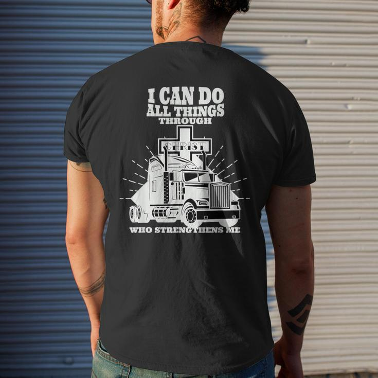 Trucker I Can Do All Things Through Jesus Christ Men's T-shirt Back Print Gifts for Him
