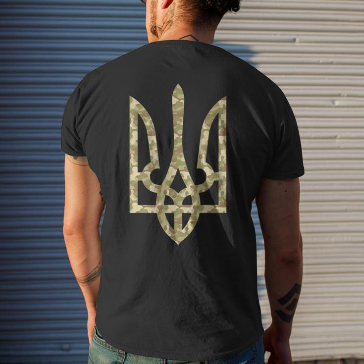 Ukraine Flag Emblem Ukrainian National Tryzub Trident Men's T-shirt Back Print Gifts for Him