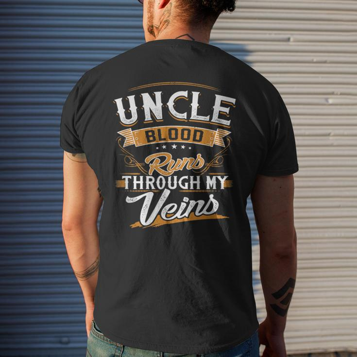 Uncle Blood Runs Through My Veins Best Family Men's T-shirt Back Print Gifts for Him