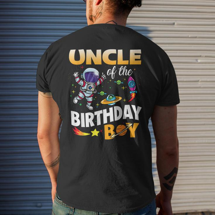 Uncle Of The Birthday Boy Space Astronaut Birthday Family Mens Back Print T-shirt Gifts for Him