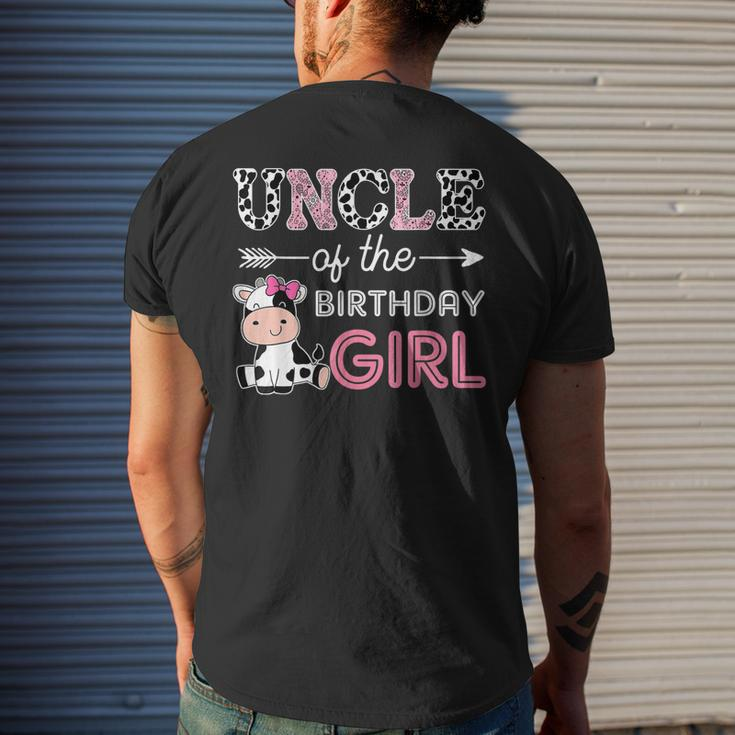 Uncle Of The Birthday Girl Farm Cow Uncle Matching Family Mens Back Print T-shirt Gifts for Him