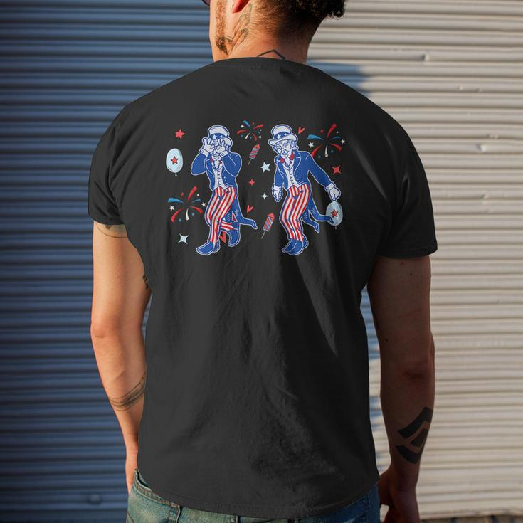 Uncle Sam Griddy 4Th Of July Independence Day Firework Men's Back Print T-shirt Gifts for Him