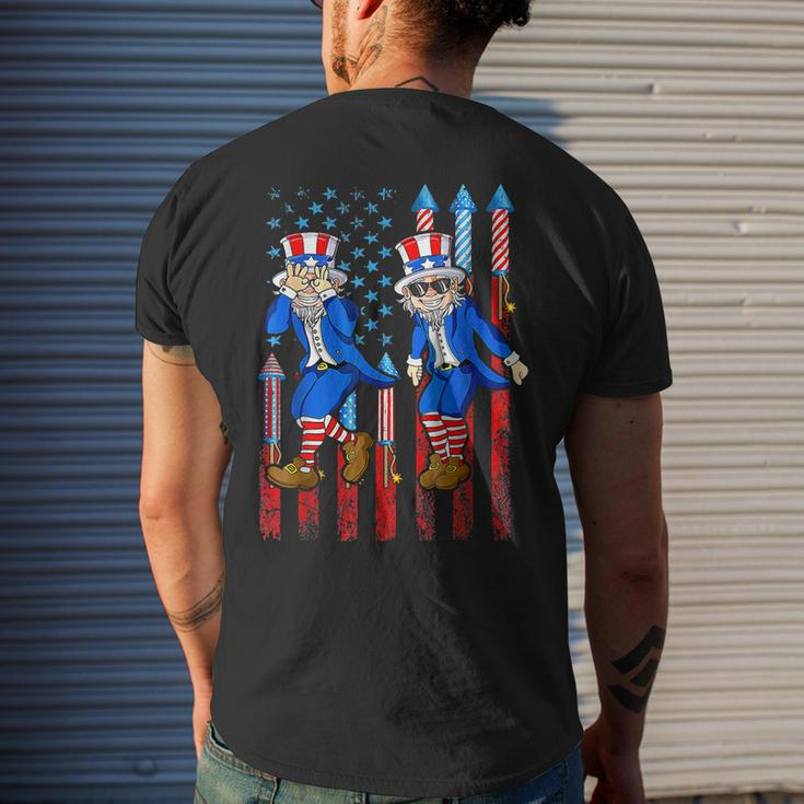 Uncle Sam Griddy 4Th Of July Independence Day Flag Us Men's Back Print T-shirt Gifts for Him