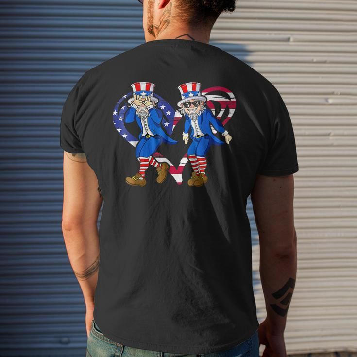 Uncle Sam Griddy Dance 4Th Of July Usa Flag Heart American Men's Back Print T-shirt Gifts for Him