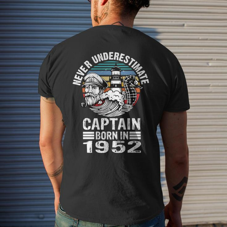 Never Underestimate Captain Born In 1952 Captain Sailing Men's T-shirt Back Print Gifts for Him