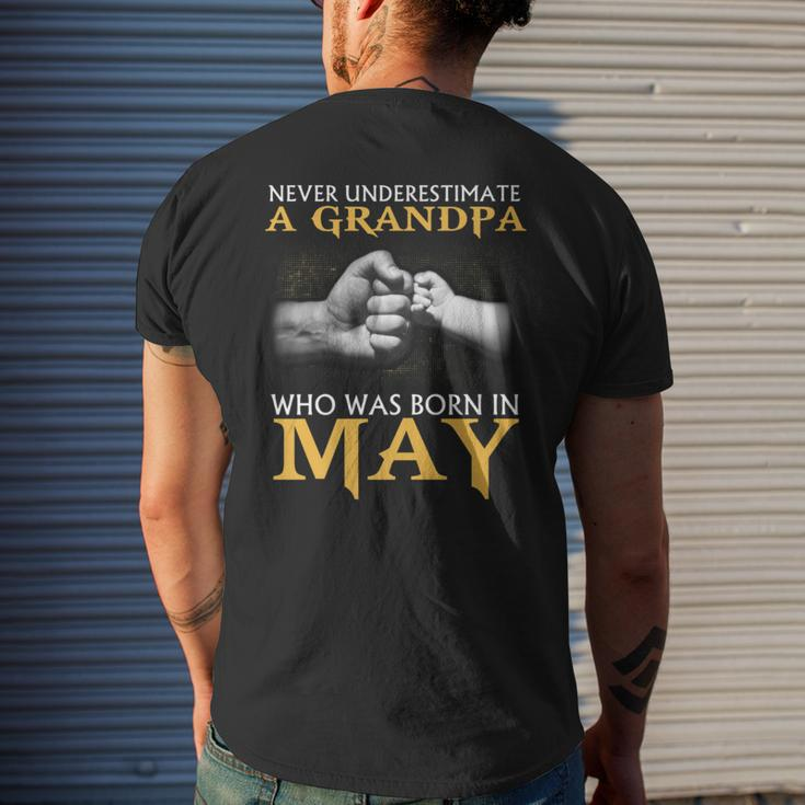 Never Underestimate A Grandpa Born In MayMen's T-shirt Back Print Gifts for Him